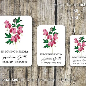 Étiquettes-cadeaux personnalisées imprimées pour toutes les occasions Étiquettes pour bougies funéraires In love Memory Fleur rose TEXTURED Card 252
