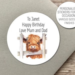 Personalised baby Cute Cow Stickers Custom Birthday Party Baby Shower sweet cone labels Thank You Party Bag Gift Tag Favour Seals  796