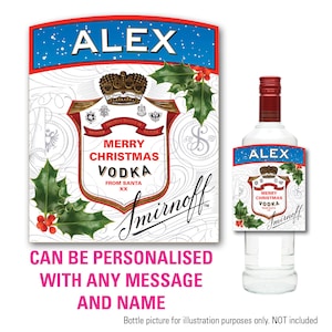Etichetta personalizzata per bottiglia di vodka, regalo di compleanno, regalo originale CHRISTMAS HOLLY