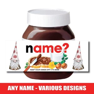 Świąteczna Nutella Inspirowana Spersonalizowanym Orzechowym Czekoladowym Smarem Słoik Butelka Naklejka Etykieta Tajemniczy Mikołaj Nowość Zabawny Prezent