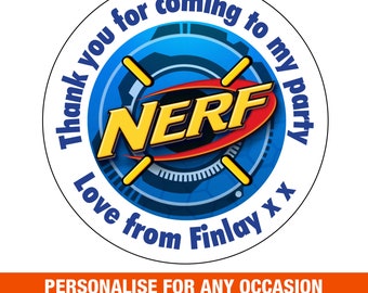 Gepersonaliseerde Nerf-stickers voor verjaardagsfeestje, bedanklabels 541