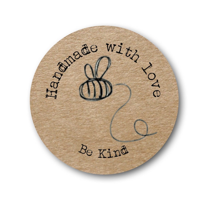 Personalised Small Business ANY WORDING Kraft Effect Bee Sticker Label ...