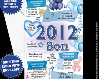 13th Birthday Card For Son, Birthday Card For Him, Happy 13th Greetings Card Born In 2012 Facts Milestone 13 years old other ages -083