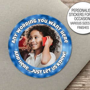 Gepersonaliseerde foto foto afbeelding etiketten aangepaste stickers kinder verjaardagsfeestje uitnodiging dank u feesttas geschenk gunst zeehonden 288