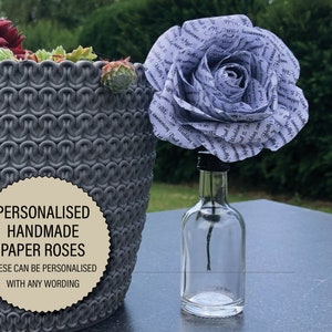Fiore di carta personalizzato Rosa - Fiori di carta fatti a mano Fiori di carta personalizzati per bomboniere di nozze, regalo per la sposa del 1° anniversario 086