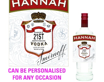 Personalised Vodka Inspired Bottle label Birthday graduation Wedding Novelty Present gift Idea any name message  046