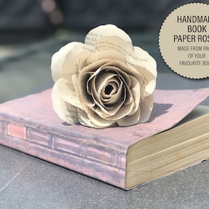 Book Page Paper Flower Roses - Handmade Paper Flowers - Artificial Flowers, Book Paper Flowers, Home Decor Teacher leaving gift Present 085