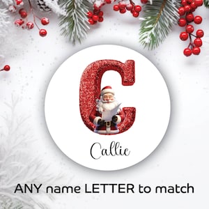 48 x gepersonaliseerde kerstmonogram naamletterstickers kerstcadeaulabels 1333