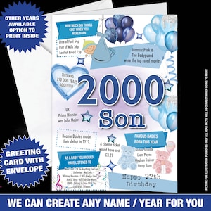 Carte du 25e anniversaire pour son fils, carte d'anniversaire pour lui, joyeux 25e carte de voeux pour son 25e anniversaire de naissance : faits marquants : 25 ans autres âges -083