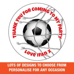 Rede de futebol personalizada, saco de festa de feliz aniversário, etiquetas, adesivos, obrigado, qualquer nome, mensagem, menino, menina, festa, brilho ou fosco 654-10