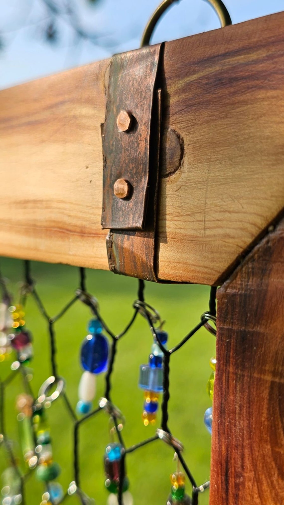 Cedar Framed Beaded Chicken Wire Suncatcher Etsy