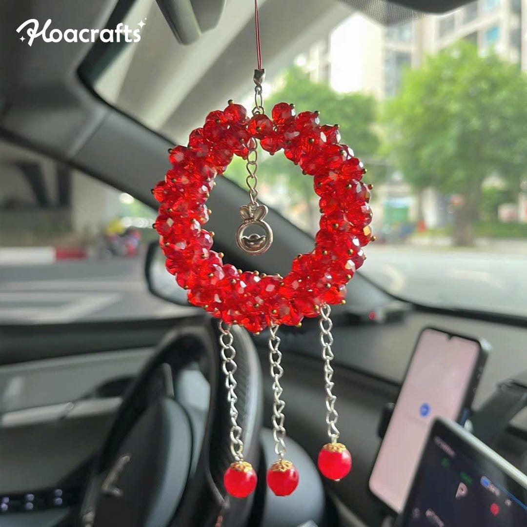 Gorgeous Light-catching Car Pendant– Crystal Rearview Mirror Hook- Car ...