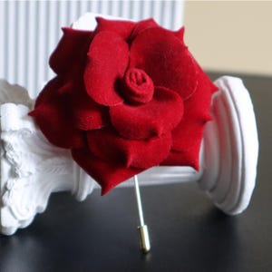 Burgundy Velvet Flower Lapel Pin | Handmade Rose Brooch for Suit, Dress or Scarf | Elegant Gift for He | gifts for her | Romantic gift