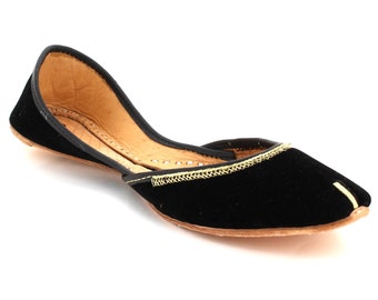 Aarz London Women Ladies Plain Leather Traditional Indian Casual Handmade Flat Khussa Pumps Suede Shoes Size L5806