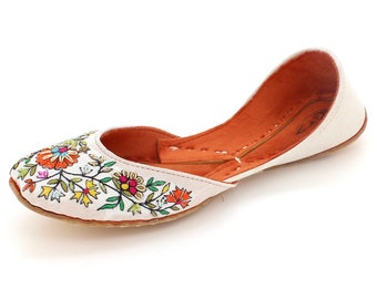 Aarz London Women Ladies Multi Coloured Floral Design Traditional Ethnic Handmade Flat Khussa Pumps Shoes Size L8586