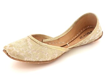 Aarz London Women Ladies Traditional Ethnic Indian Casual Handmade Leather Flat Khussa Pumps Shoes Size L8601