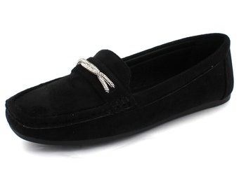 Women Ladies Comfort Casual Office Work Loafer Moccasins Closed Toe Flat Slip-On Shoes Size (L8027)