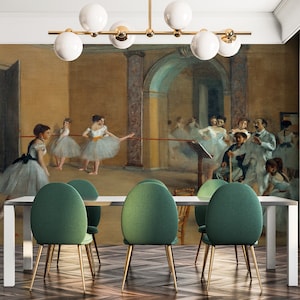 Decorazione murale con pittura a olio di Degas / Carta da parati artistica con ballerina / Facile fai da te Parete caratteristica per caffè, ristoranti e musei