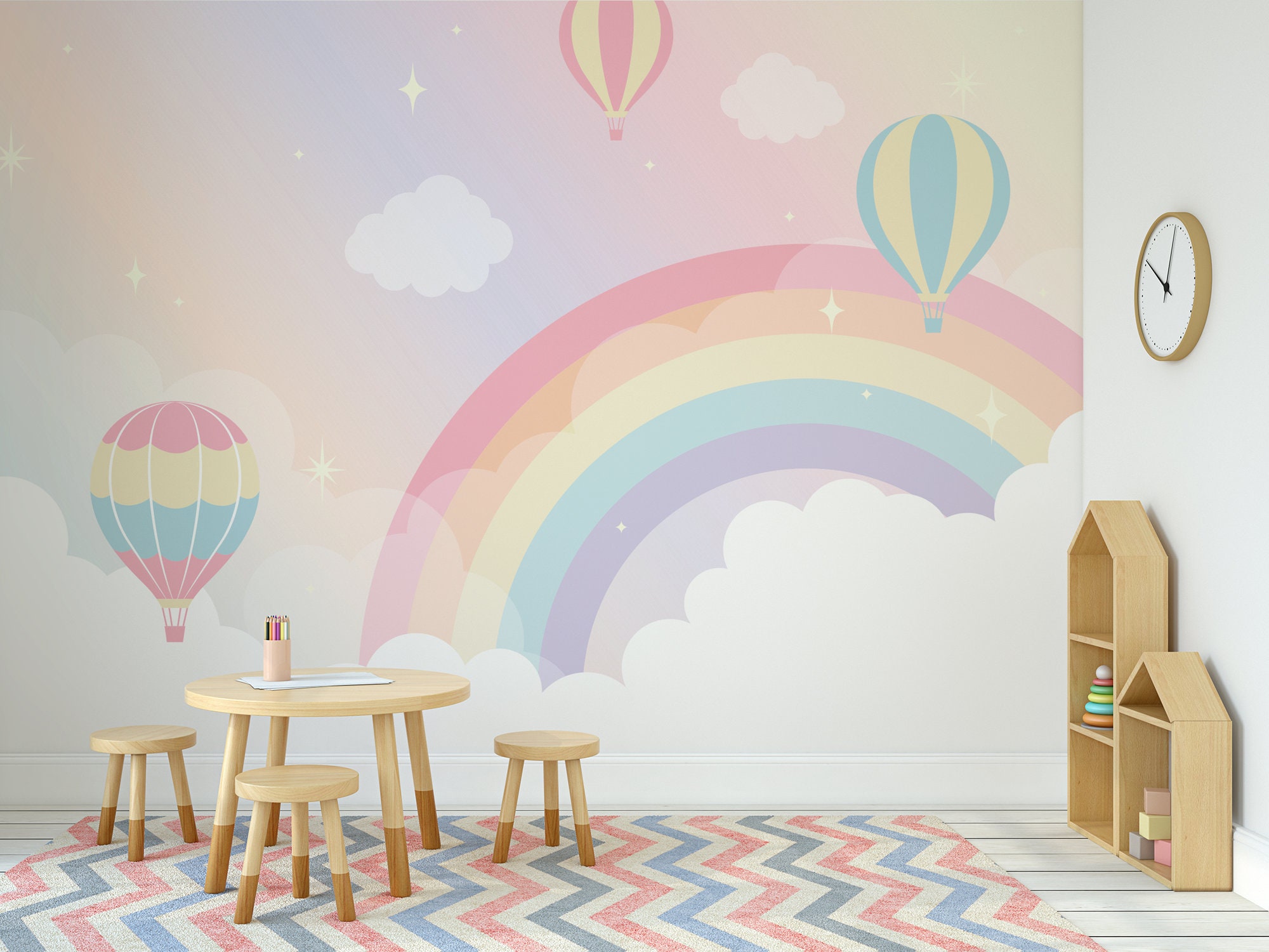 Tenture Murale Arc-en-ciel Pour Chambre Enfant - 200x150 Cm, Polyester, Décoration Douce, Multiusage - 3