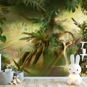 Tropischer Dschungel Wallpaper Wandbild: Exotische Blumen Wanddekoration