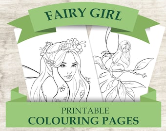 Fairy Girl Colouring Book pages - Printable Download