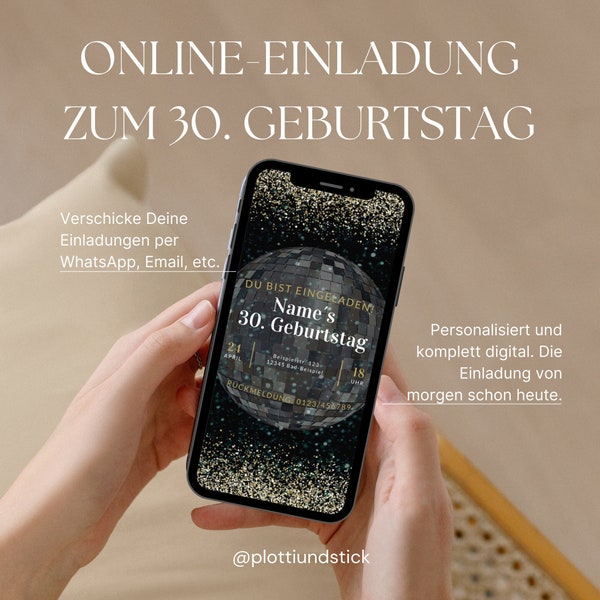 Einladung 30. Geburtstag digital | Canva Vorlage für WhatsApp-Video | personalisierte Einladung zum 30. Geburtstag selbst gestalten