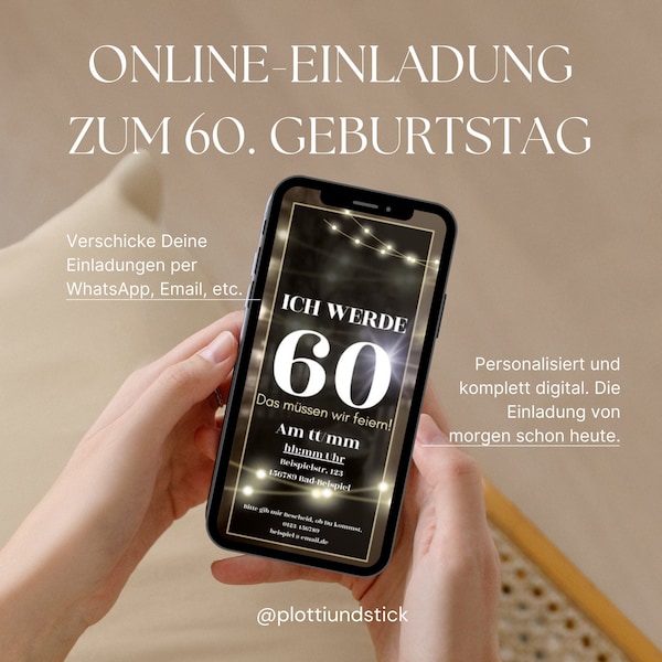 Einladung 60. Geburtstag digital | Canva Vorlage für WhatsApp-Video | personalisierte Einladung zum 60. Geburtstag selbst gestalten