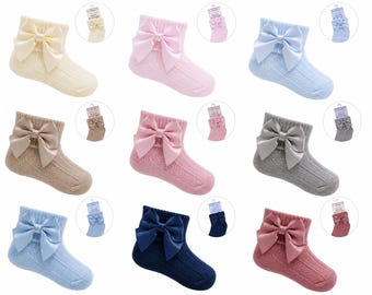 Baby Ankle Bow Socks, Newborn Baby Socks, Cute Baby Girl Socks, Bow Detail Socks, Baby Shower Gift, Neutral Baby Socks Preorder