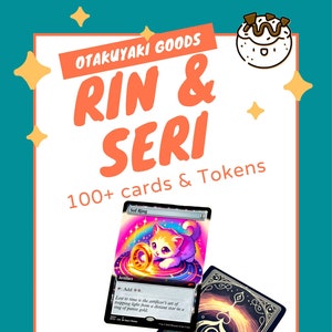 May include: A set of 100+ trading cards and tokens featuring a cute cartoon cat wearing a golden ring. The cards have a fantasy theme and are illustrated in a vibrant, colorful style. The text on the card reads "Sol Ring".