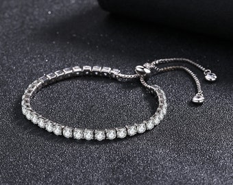 Swarovski Crystal Adjustable Tennis Bracelet in 14K White Gold