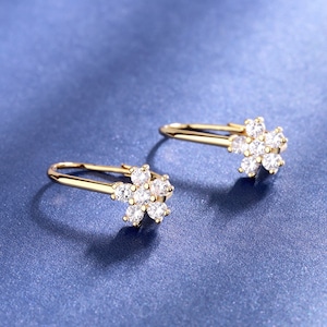 Sterling Silver and 18k Gold Crystal Leverback Earring