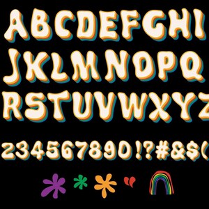 SD_70sSummer_Rainbow Clipart Alphabet Clipart, PNG Clip Art, Vector File Instant Digital Download image 2