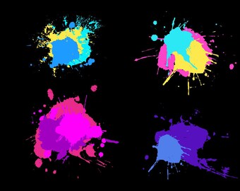 Color Paint Splatters - Clip Art - | Instant Digital Download