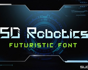 SDRobotics-- Futuristic Science Font - Cyber Font, Robotic Font, Hacker Font,  | Instant Digital Download