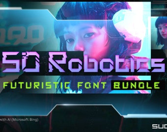 SDRobot Bundle -- Futuristic Science Font - Cyber Font, Robotic Font, Hacker Font,  | Instant Digital Download