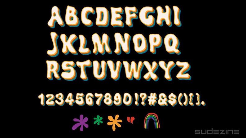 SD_70sSummer_Rainbow Clipart Alphabet Clipart, PNG Clip Art, Vector File Instant Digital Download image 2