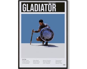 Póster de la película Gladiator, impresión minimalista retro