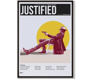Pôster da série Justified, impressão retrô de filme, arte minimalista