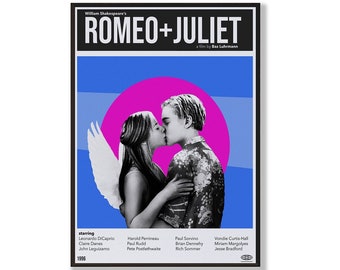 Romeo and Juliet Movie Print, Minimalist Retro Art
