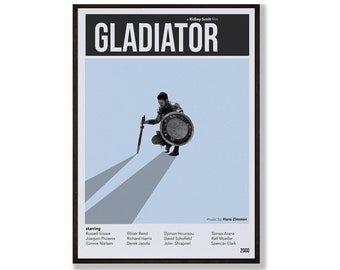 Póster de la película Gladiator, lámina artística retro minimalista