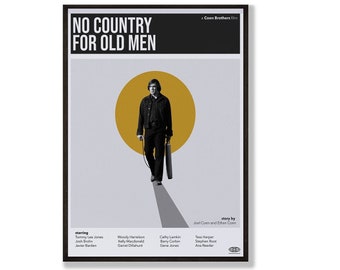 No Country For Old Men Print, Minimalist Movie Art, Retro Modern