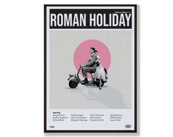 Roman Holiday Movie Print, Retro Midcentury Modern Art