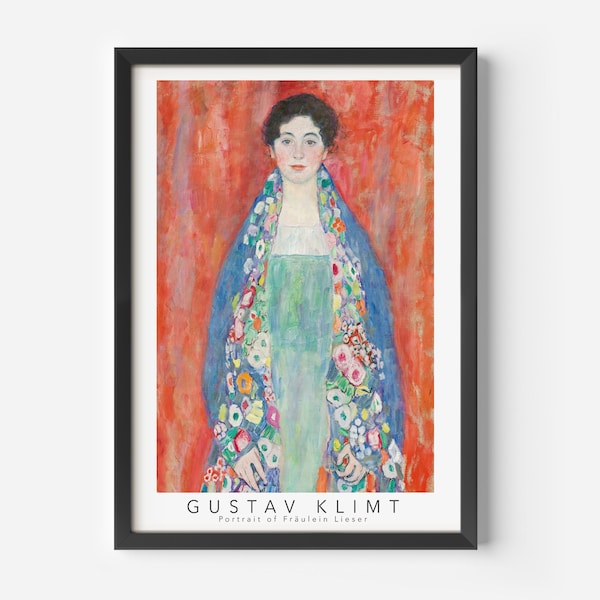 Gustav Klimt, Porträt von Fräulein Lieser, MidCentury Kunstposter, berühmtes Gemälde, Wanddekoration berühmter Künstler, Museumswandkunst, Retro-Kunst