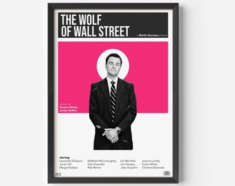 Retro Movie Poster, The Wolf of Wall Street Print, Minimalist Art