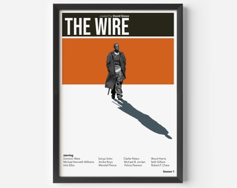 Pôster minimalista da série de TV The Wire, arte moderna de meados do século XX.