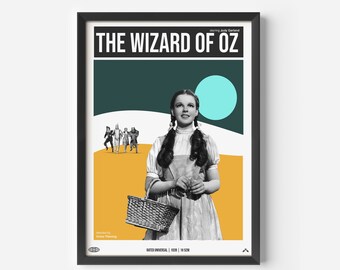 The Wizard of Oz Print, Retro Movie Poster, Minimalist Art