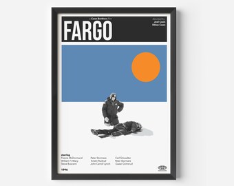 ファーゴのポスター、ミニマリスト映画プリント、ミッドセンチュリー