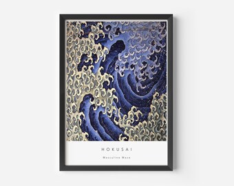 Hokusai-golfprint, moderne Japanse kunst uit het midden van de eeuw