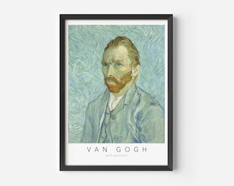 Vincent Van Gogh, Self Portrait, Mid-Century Art Poster, Famous Painting, Famous Artist Wall Decor, Museum Wall Art, Exhibition Art
