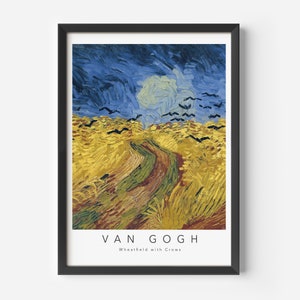 Vincent Van Gogh, Wheat field with Crows, Mid-Century Art Poster, Famous Painting, Famous Artist Wall Decor, Museum Wall Art, Exhibition Art